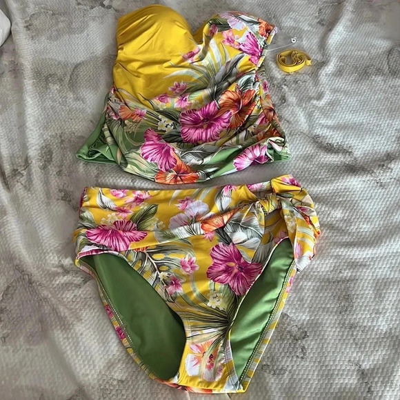 Bleu Rod Beattie Paradiso Bandeau Tankini High-Waist Draped Side-Tie Bottom - Picture 8 of 14